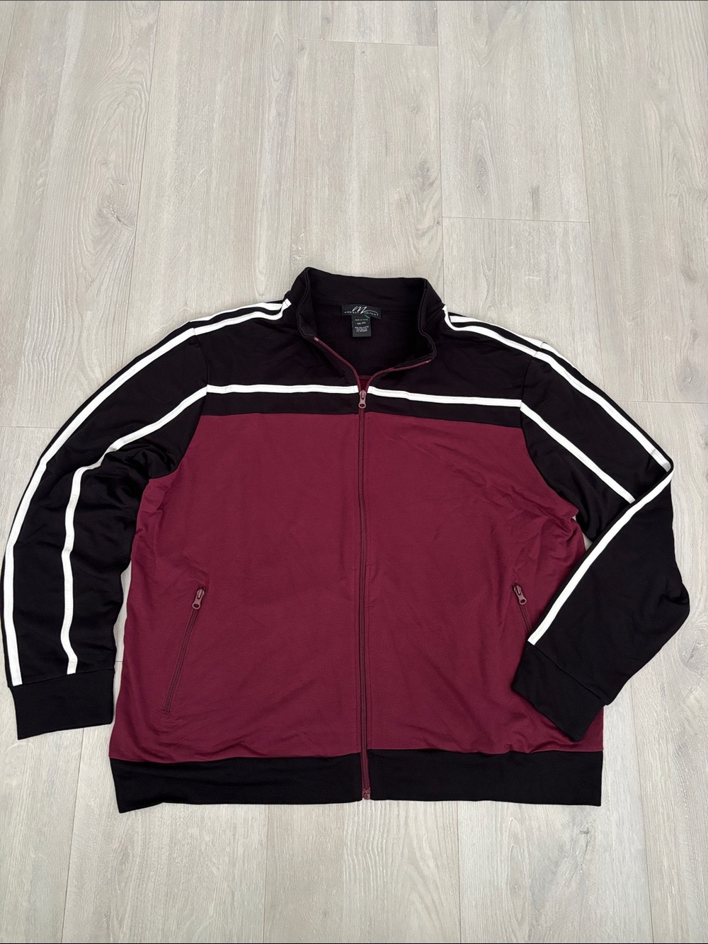🔥BUNDLESALE Mens 2XL Midnight Velvet Burgundy and Black Zip-Up Track Jacket